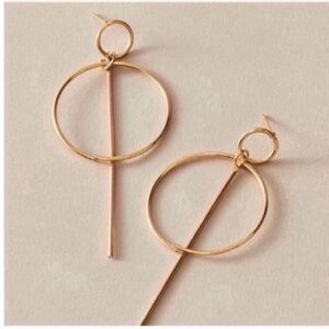 New! Gold Circle Drop Earrings (1012) NWOT